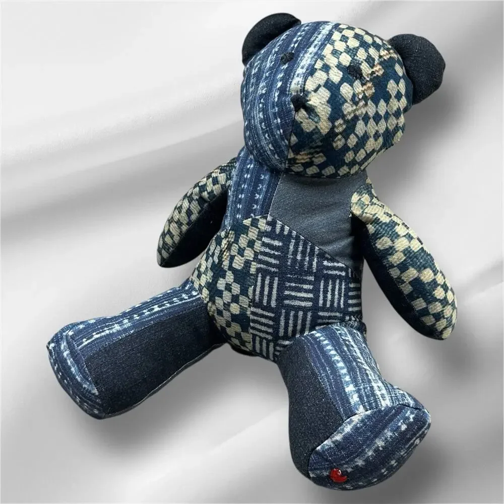 Pottery Barn Nelson Patchwork Teddy Shaped Pillow Plush Stuffed Animal NWT NEW